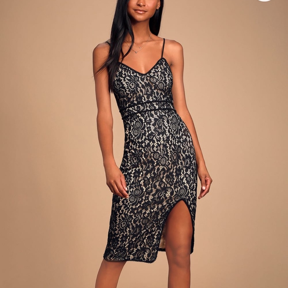 Lulus Black Laced Sleeveless MIDI Dress